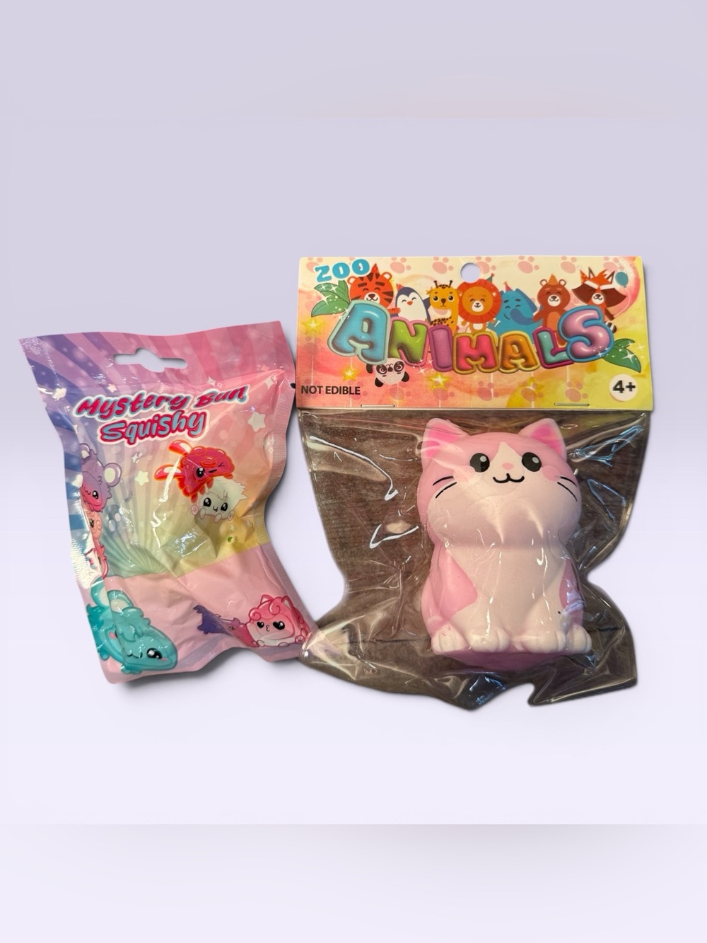 Mystery Bun squishy & pink and white zoo cat squishy